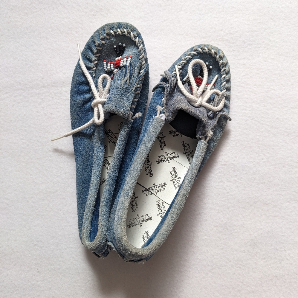 XX Blue Leather Minnetonka Moccasins